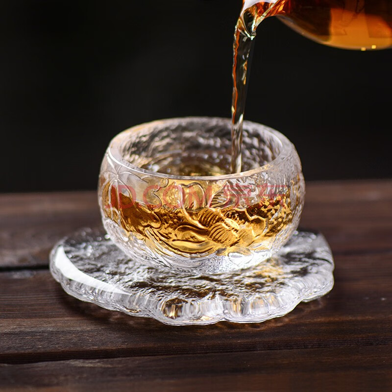 知语堂日式琉璃茶杯水晶玻璃主人杯单杯功夫茶具个人品茗杯小茶盏杯垫