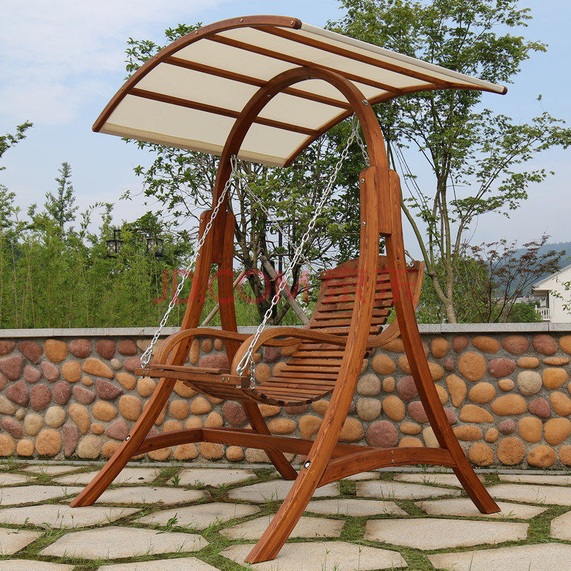 摇篮椅阳台吊篮户外吊椅花园摇椅 实木座椅单人秋千带顶棚【图片 价格