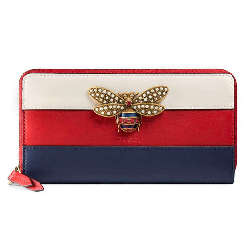 gucci/古驰红蓝白皮质男女通用钱包 an 476069dywpt 红色/蓝色/白色