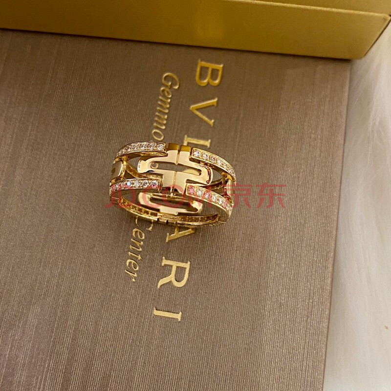 【二手99新】宝格丽(bvlgar)parentesi 黄金镶钻戒指 51号 女士戒指