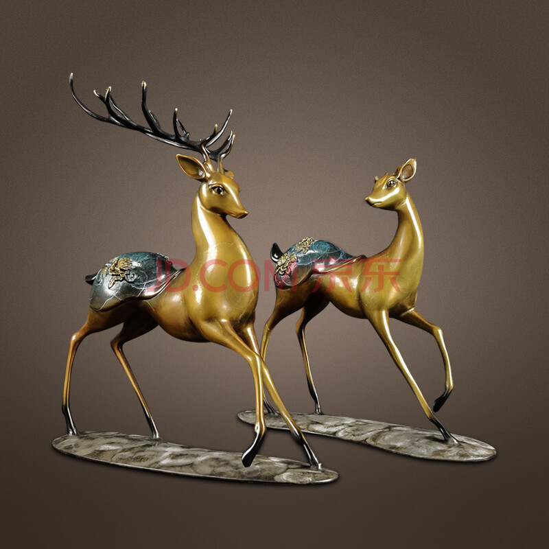 铜金岁月铜鹿摆件福鹿工艺品梅花鹿新中式玄关办公摆件家居装饰品 一