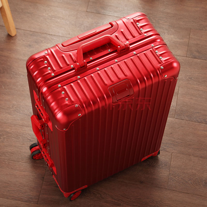 箱万向轮登机箱旅行箱子密码箱男女 红色 磨砂款 29寸【铝镁合金箱体