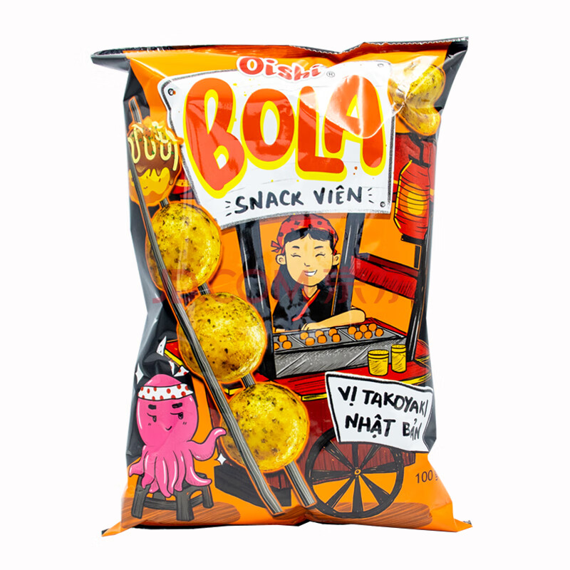 上好佳脆脆球章鱼烧口味100g袋装 越南进口 膨化休闲零食