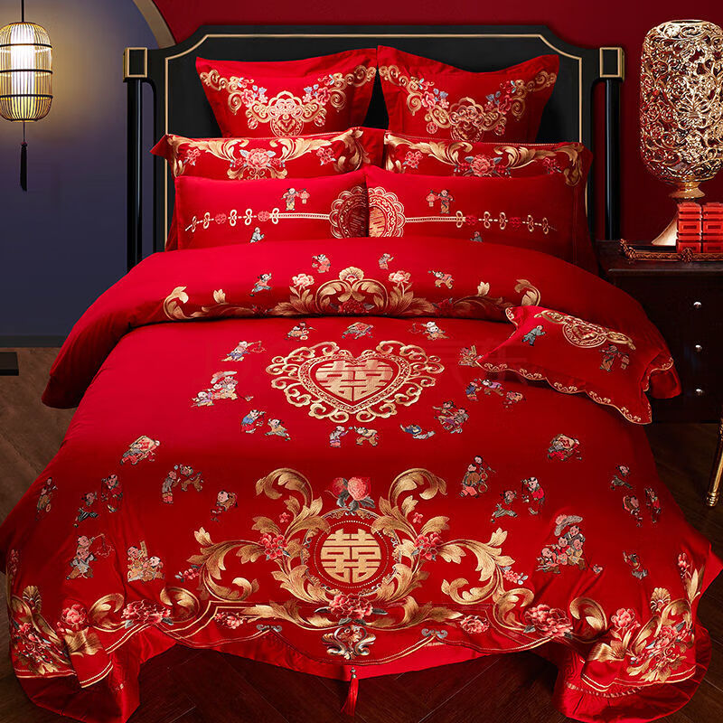 恒源祥家纺品牌新品夏天的家纺100支百子图婚房结婚被子喜被婚庆四