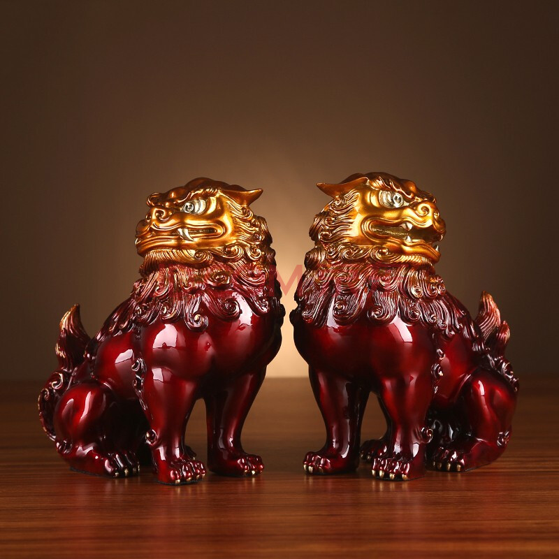 唐偆居风水办公室摆件工艺品商务礼品瑞兽对狮子创意家居装饰品客厅