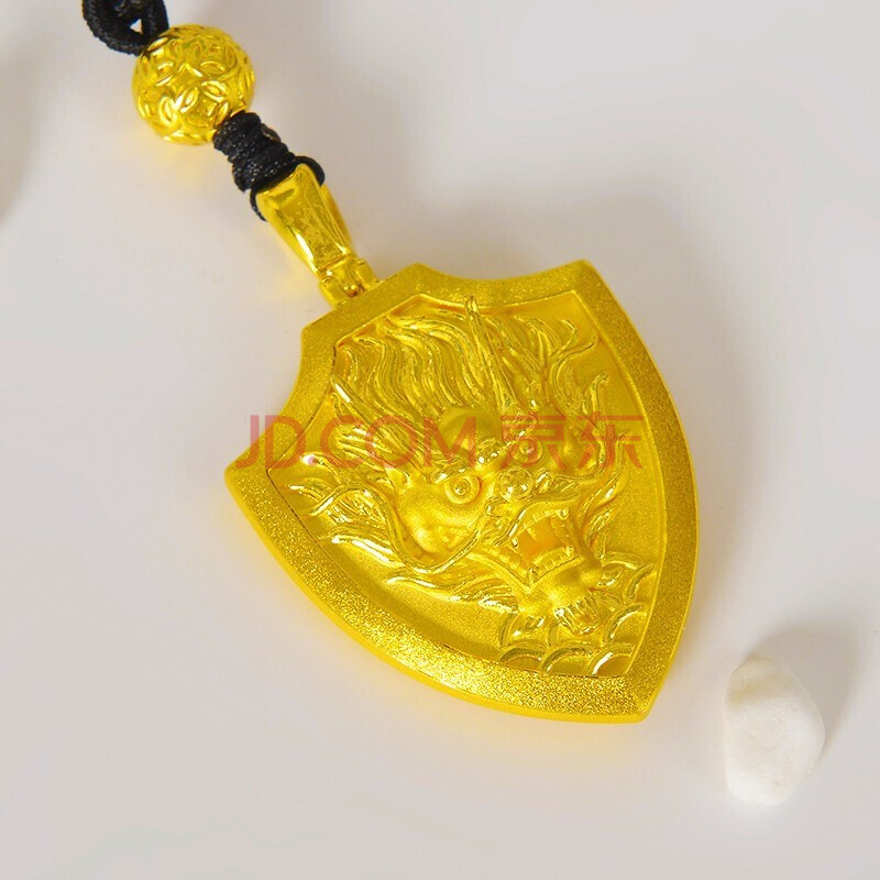 金天地珠宝 黄金吊坠3d硬金骑士龙牌霸气生肖龙挂坠送男友送老公 12.