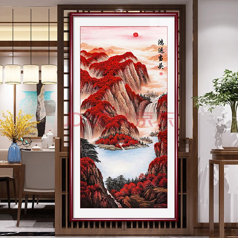 鸿运当头a【玄关竖版】 实木框-120*60cm-新工艺 水晶玻璃