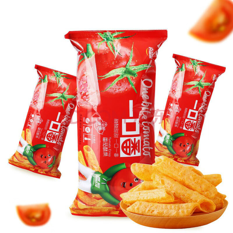 喜盈盈薯条零食一口虾虾条办公室休闲食品零食80g大包装 番茄味80g*3