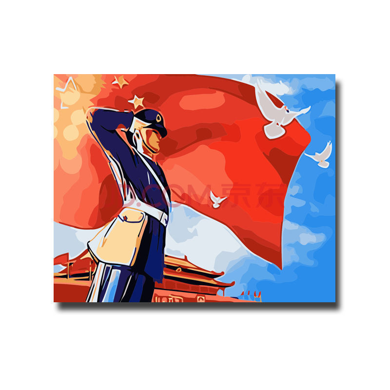 舒弗 红色主题手工作品建党节爱国主题儿童手工diy数字油画填色手绘画