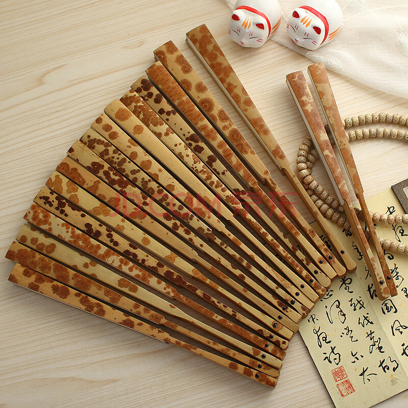 吉威1 湘妃竹扇花斑竹折扇云妃扇子湘妃竹折叠扇书法文玩扇男女扇苏工