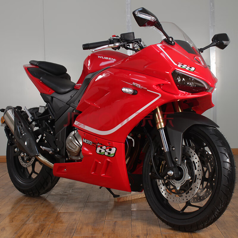 越野国四电喷摩托车跑车杜卡迪款趴赛可上牌 400cc维森克双缸水冷红色