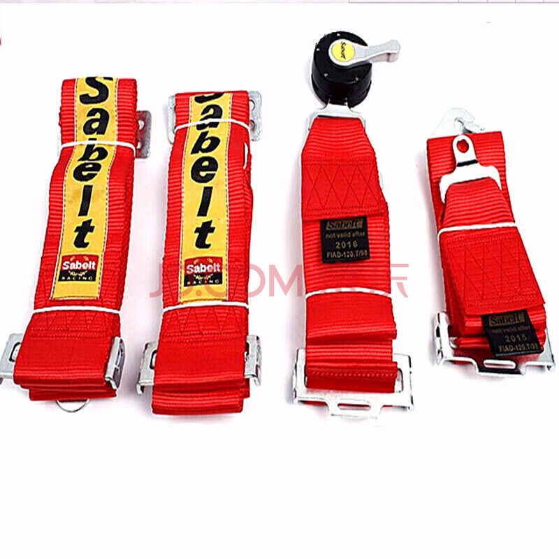 赛车安全带四点/六点式快拆安全带3寸宽中汽联fia认证 四点红色