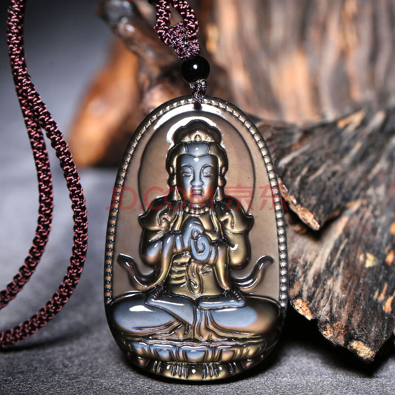 旭珍鬼眼蓝眼黑曜石大日如来吊坠生肖羊猴本命佛菩萨吊坠男女礼物