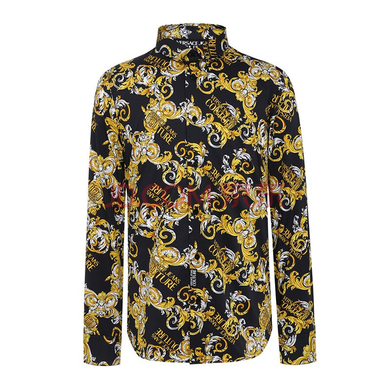 versace jeans couture/范思哲(副线) 男士印花长袖衬衫奢侈品 黑色