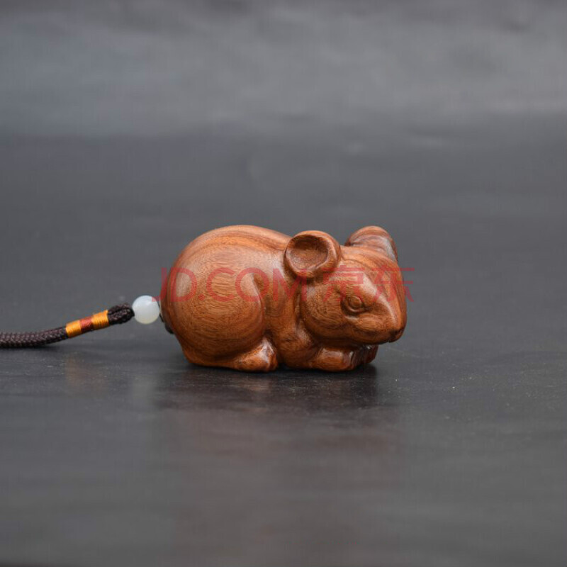 木雕小老鼠挂件花梨木雕刻生肖鼠小摆件实木老鼠手把件文玩木雕件