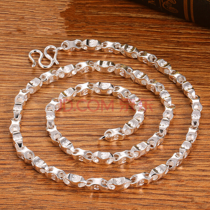 珀芙诺99足银项链男 潮人个性粗款银链子男士项链送男友饰品首饰 项链