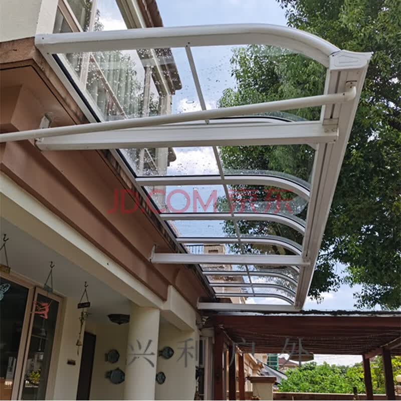 遮雨棚房檐铝合金雨棚雨搭 户外阳台遮阳棚庭院耐力板防雨棚 门头门上