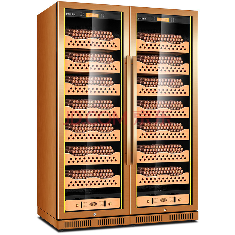 富客fk-188ct2智能雪茄柜不锈钢恒温恒湿雪茄红酒双拼柜松木层架 拉丝
