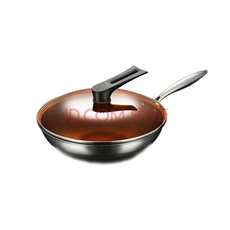 智贤jsyo 双面屏蜂窝三层钢不粘炒锅