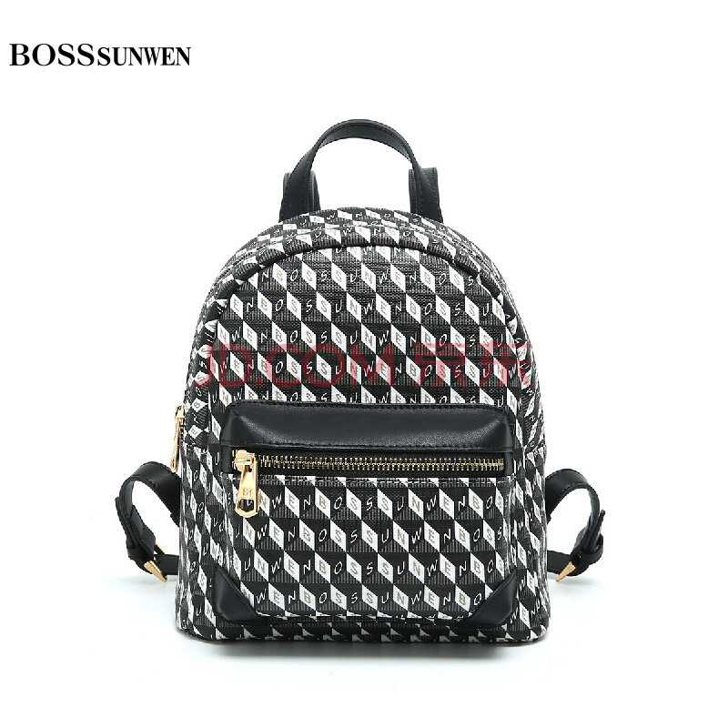 bosssunwen 2021新款双肩包旅行包大容量书包休闲双肩背包女书包 黑色