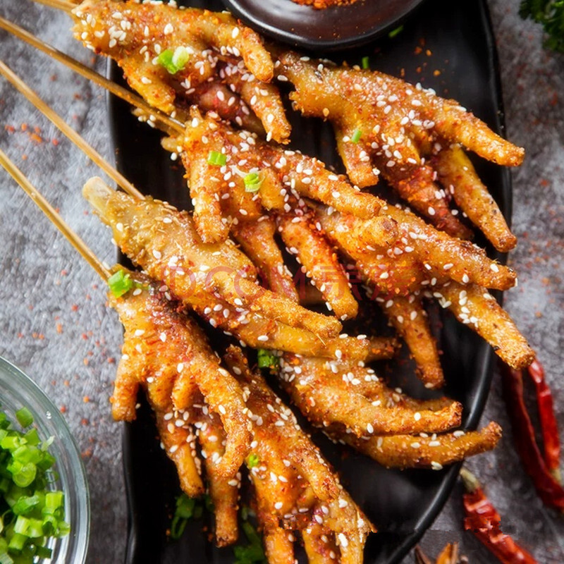 凤爪串鸡脚串网红鸡爪串10串腌制调味带骨大鸡爪串烤串油炸小吃半成品