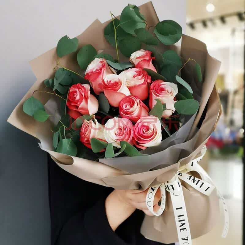鲜花 同城配送进口厄瓜多尔双色玫瑰混搭花束生日礼物纪念日送女友