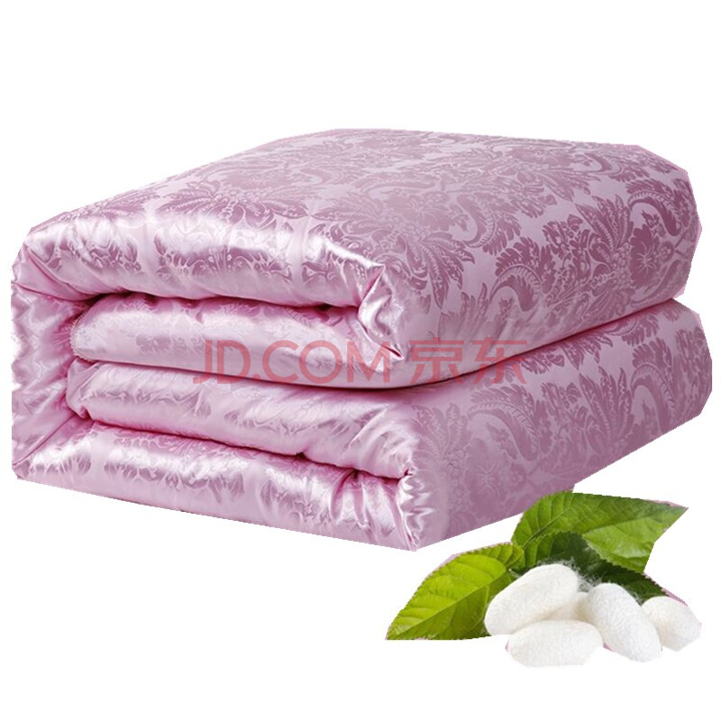 感薄被芯子正宗桐乡提花保暖优质蚕丝被牡丹花粉色100150cm特价儿童被