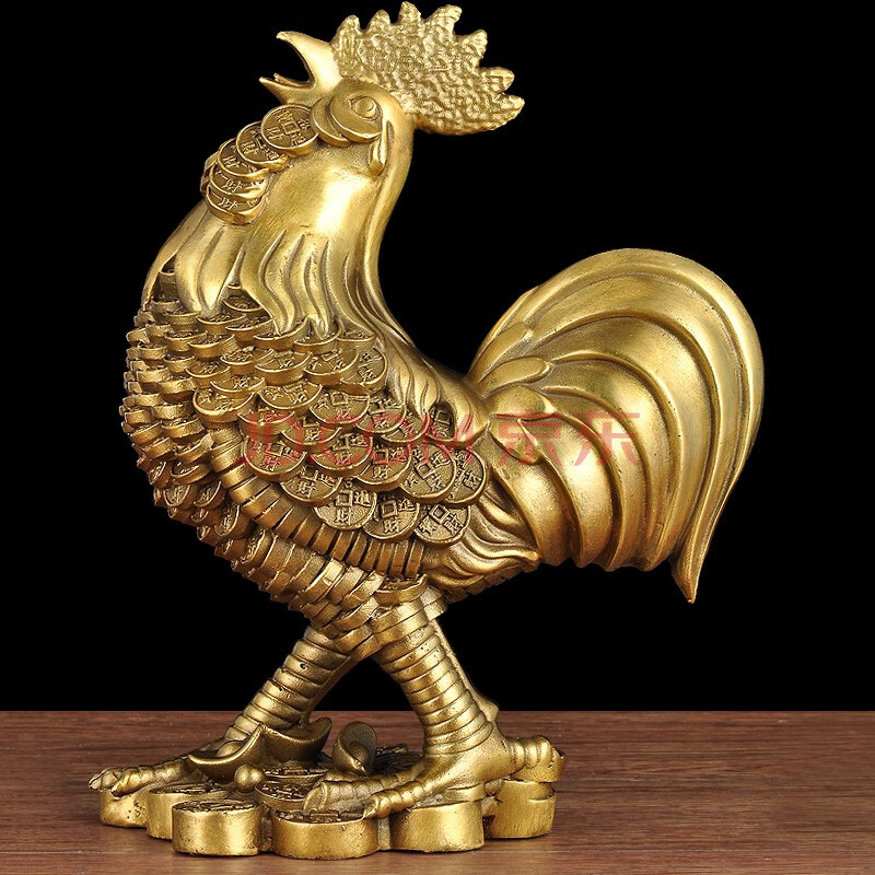 莲善堂纯铜大公鸡摆件招财鸡金钱鸡吉祥物生肖工艺品客厅玄关办公室