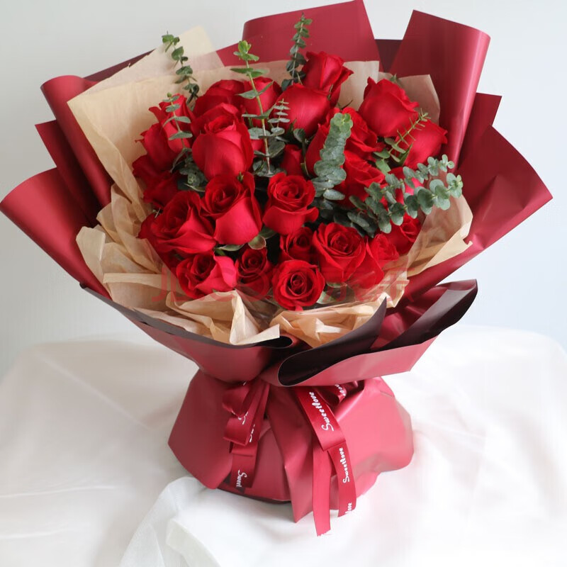 鲜花速递33朵红玫瑰花束礼盒送女友表白送老婆生日礼物全国同城配送