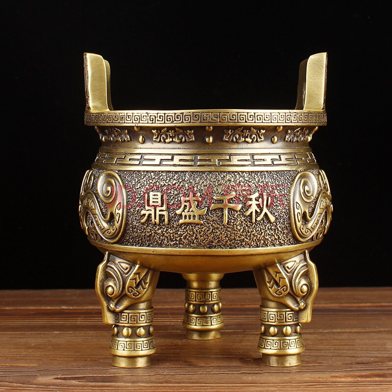 德佑堂 铜鼎摆件纯铜鼎盛千秋三足鼎香炉克鼎家居客厅