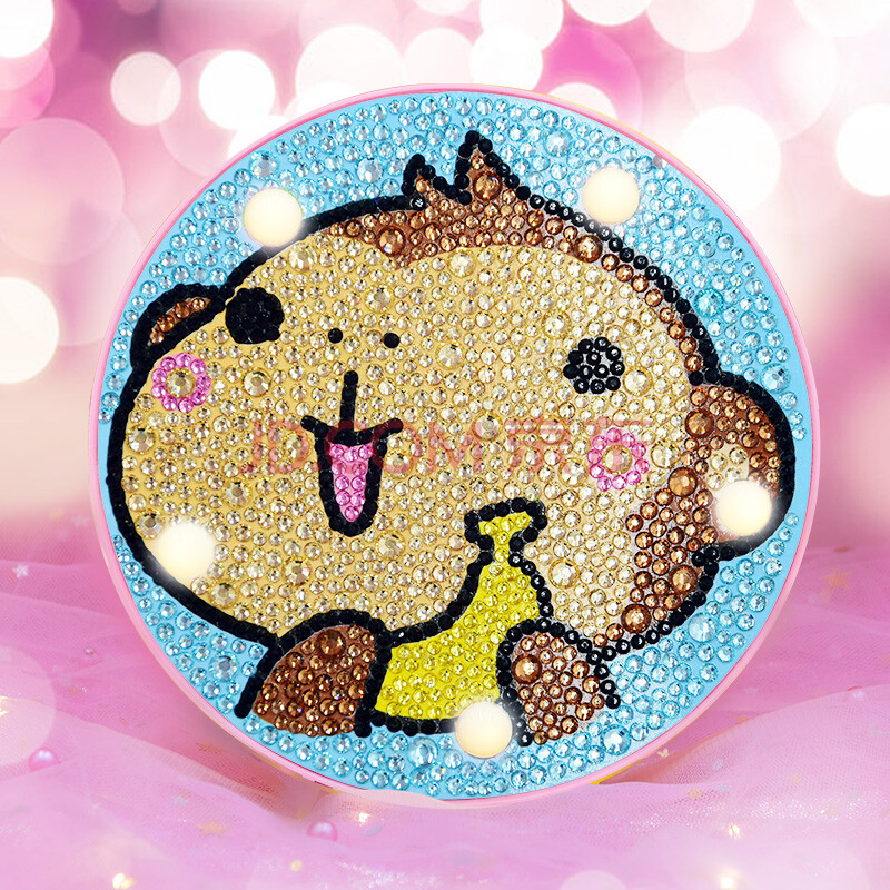 钻石画儿童 十二生肖钻石贴画圆形手工diy制作材料女孩玩具带灯节日