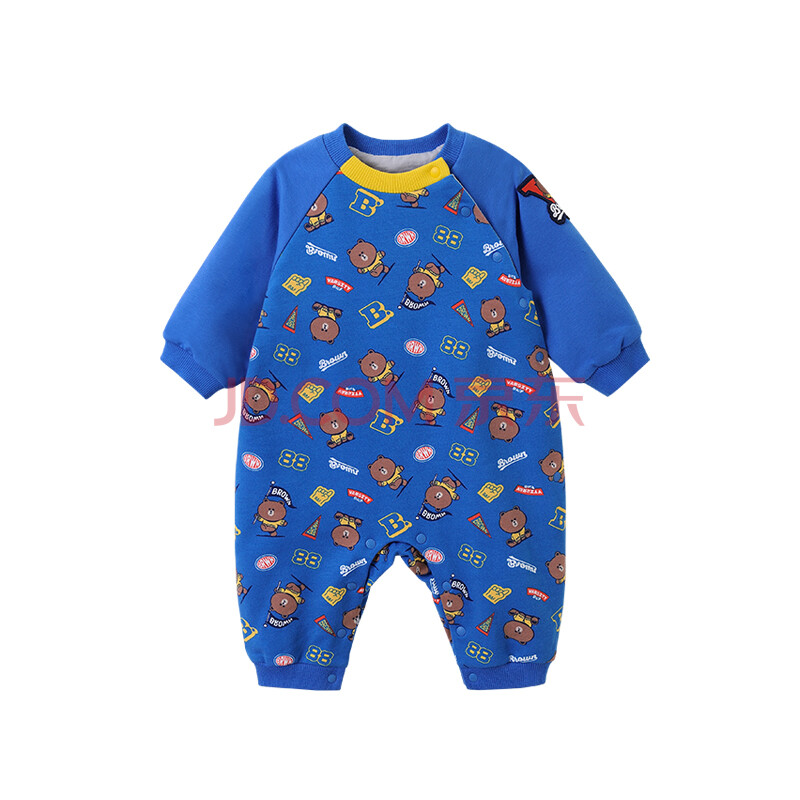 英氏婴儿春秋新款蛤衣男宝宝连体衣双层可爱舒适爬服yrhaj31339a yrh