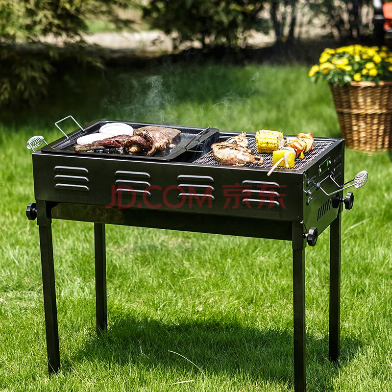 紫灿烧烤架户外碳烤炉家用便携式长方形野营食品烧烤工具烧烤箱套装