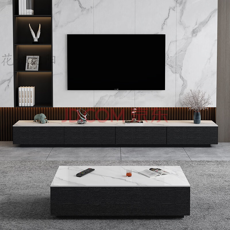 地台电视柜地台式电视柜 岩板电视柜现代简约大理石地台柜客厅背景墙