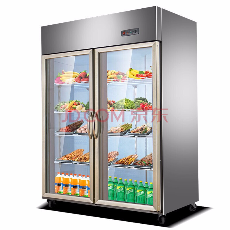 华美三门冷藏柜保鲜展示柜商用三开门麻辣烫串串点菜柜双门冰柜scf-2g