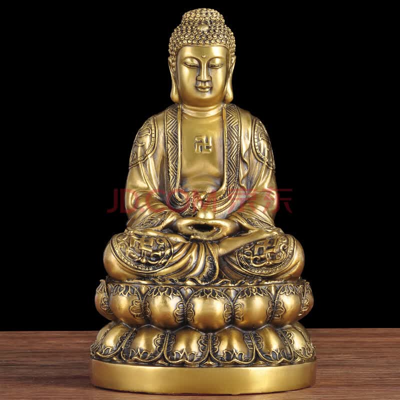 铜如来佛像摆件释迦牟尼佛坐莲居家供奉客厅佛堂寺庙工艺品 30cm新 兄