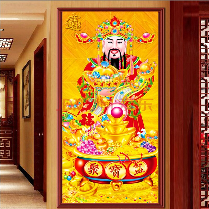 财神爷十字绣 2021新款财神到贴钻十字绣钻石绣钻石画满钻竖款客厅