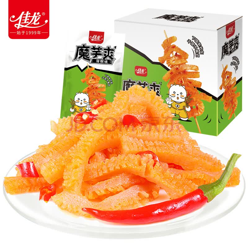 佳龙 魔芋爽泡椒味360g(18g*20包)素毛肚魔芋丝辣条 网红零食小吃休闲