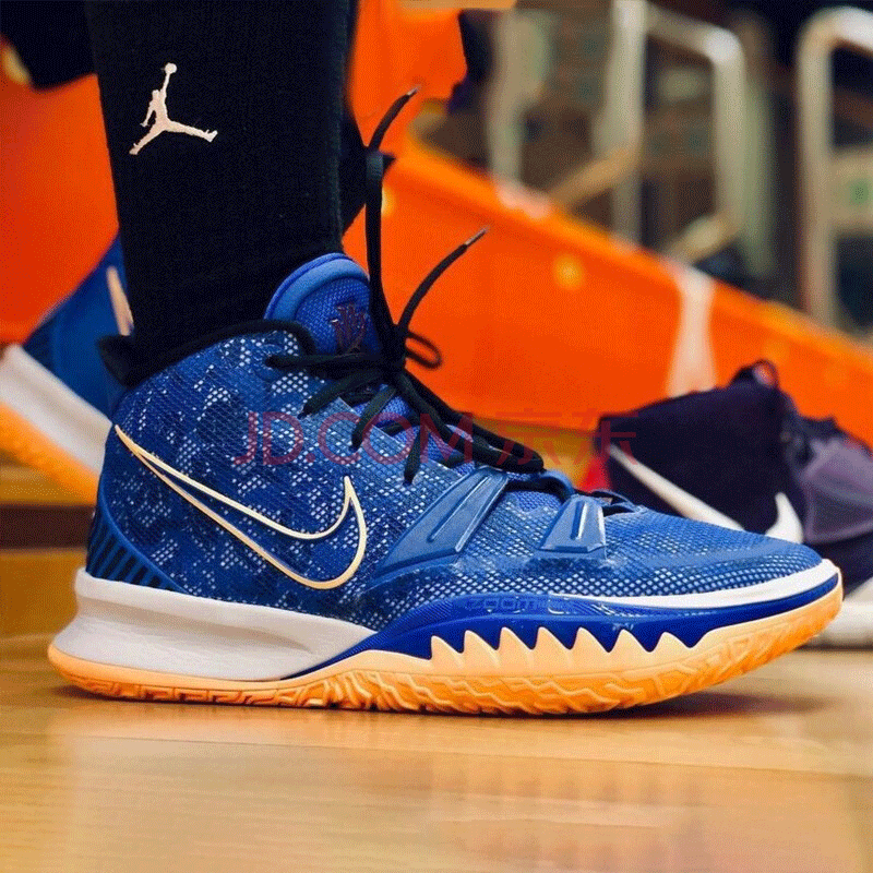 欧文7代中帮透气休闲轻便耐磨防滑减震运动鞋 cq9327-400(黑蓝国内版)