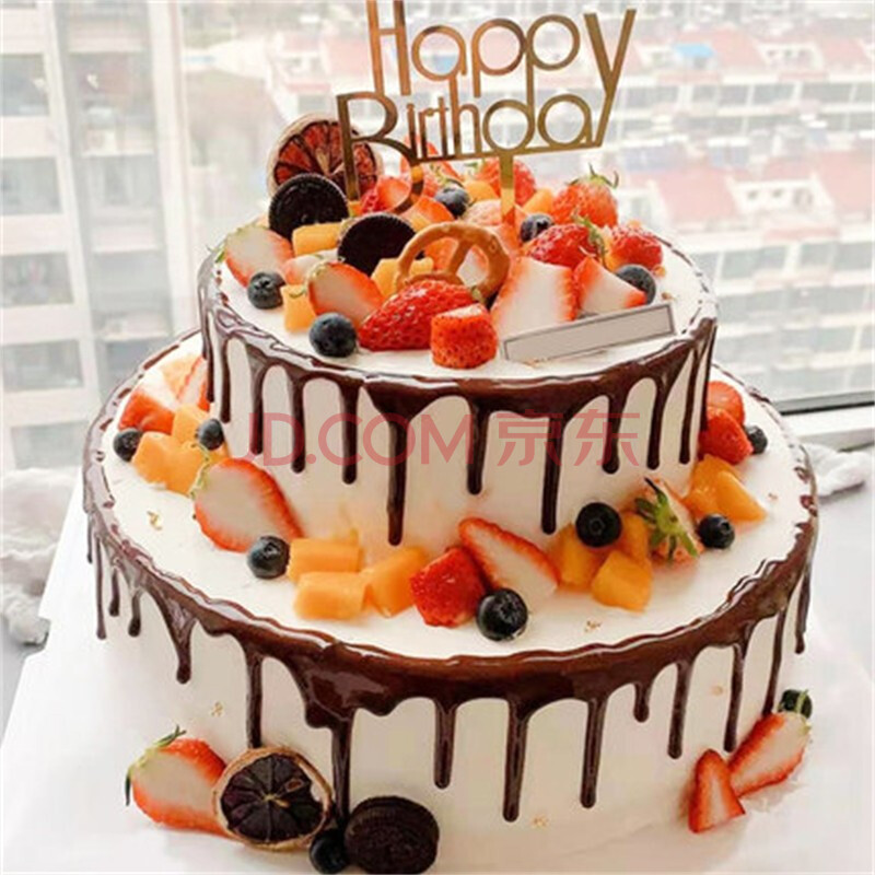 麦巧园 12 8双层水果生日蛋糕 送朋友 送兄弟