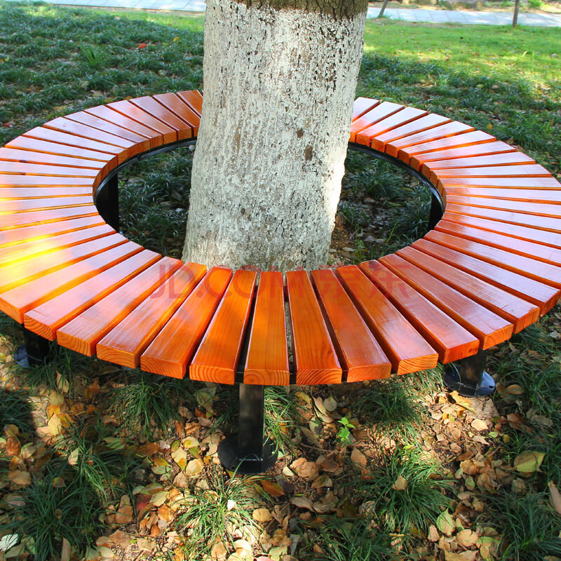 穹巢公园椅广场休息区简易户外防腐木座凳庭院圆形树围椅实木树池 每