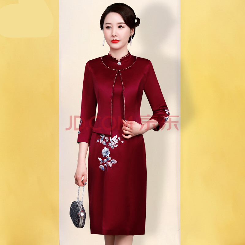【儿子结婚】喜婆婆婚宴时尚礼服秋装秋季新款改良旗袍婚礼妈妈高贵装
