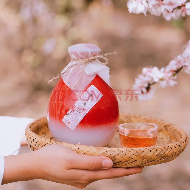 归素 古风酒瓶桃花酒500ml 少女心甜酒水果酒糯米酿 高颜值微醺网红酒