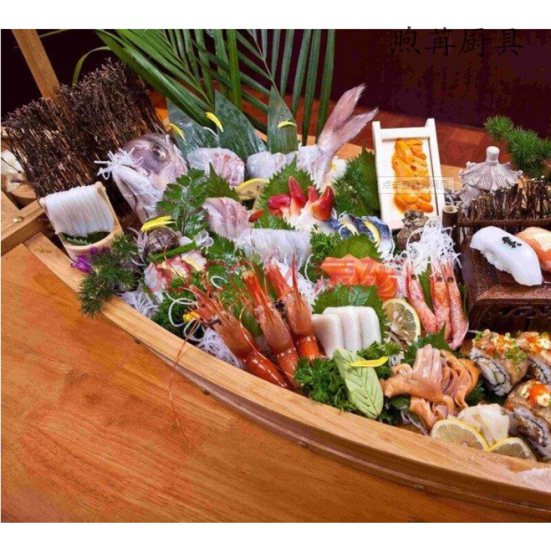 竹制龙船豪华刺身船干冰船自助餐海鲜拼盘寿司盛台日式料理寿司船 120
