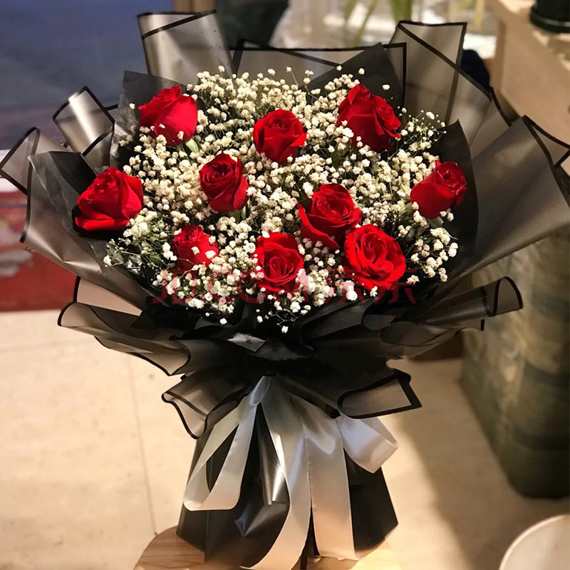 爱清清济南满天星玫瑰混搭花束鲜花速递同城市中天桥历下历城生日表白