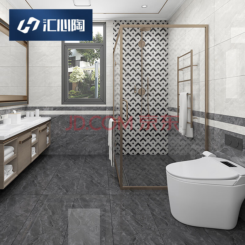 汇心陶瓷砖 通体大理石中板400x800卫生间墙砖 轻奢洗手间卫生间厨房