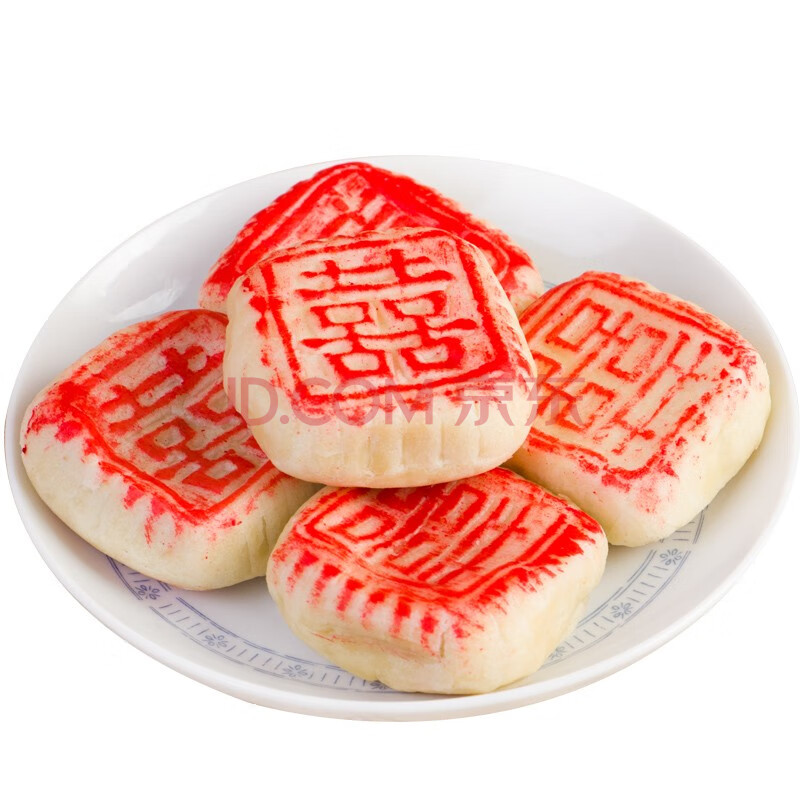 喜字饼500g传统婚礼喜饼红豆沙夹心白皮酥软天津特产周岁手工糕点心