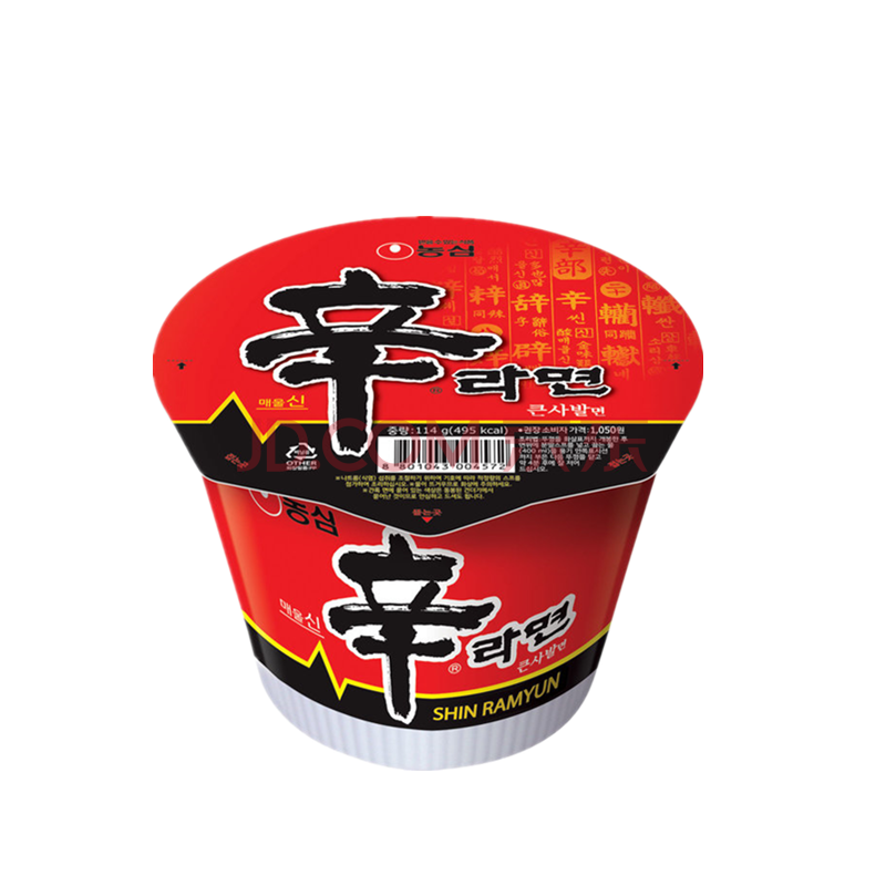 韩国进口拉面农心辛拉面桶装速食方便面泡面杯面香菇牛肉骨汤味面 辛