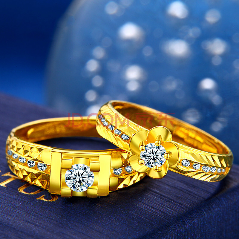 老凤祥款风格黄金戒指女款999足金新款男士情侣戒指一对金对戒送女友