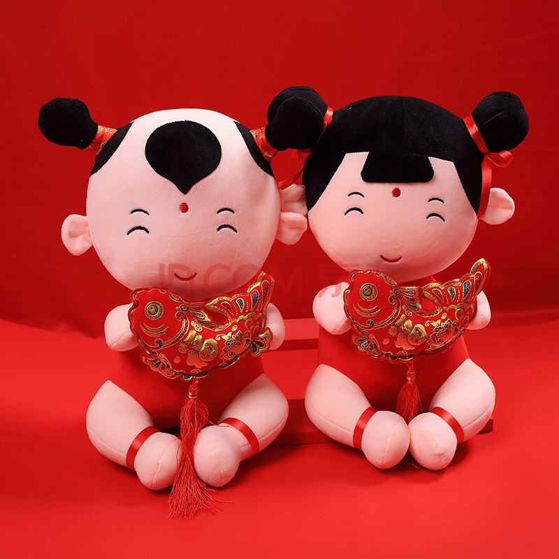 压床娃娃婚庆娃娃新款 压床娃娃一对结婚金童玉女福娃摆件新款创意